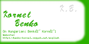 kornel benko business card